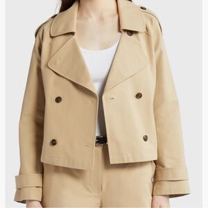 Nordstrom Crop Stretch Cotton Trench Coat